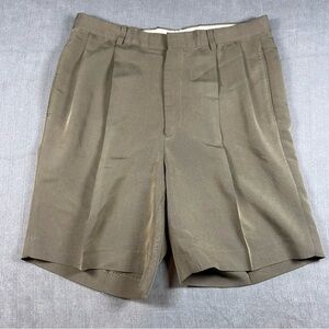 Harry Vardon Men's Size 33 Pleated Herringbone Rayon Blend Shorts - Khaki Brown